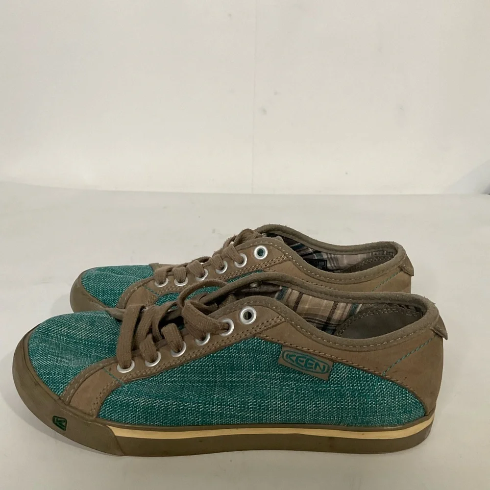 KEEN Arcata Teal & Brown Canvas Lace-Up Sneakers